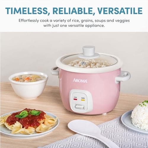 AROMA® Mini Rice Cooker, 2-Cup (Uncooked) / 4-Cup (Cooked), Grain Cooker, Soup Maker, Oatmeal Cooker, Auto Keep Warm, 1 Qt, Pink, ARC-302NGP thumbnail 4