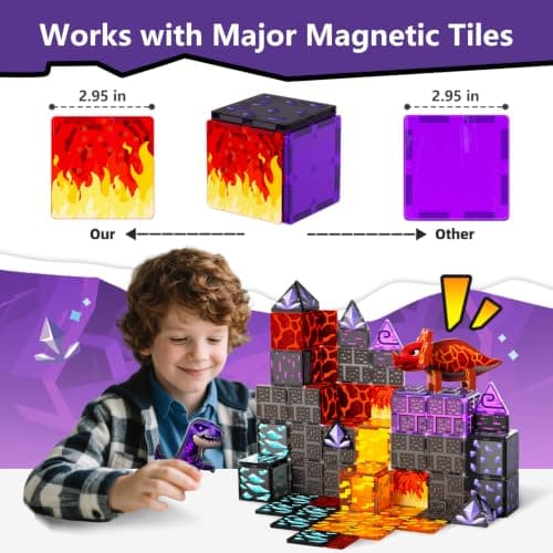 GobiDex Magnetic Tiles Lava & Cave Dinosaur Toys for Kids 3-5 5-7 thumbnail 3