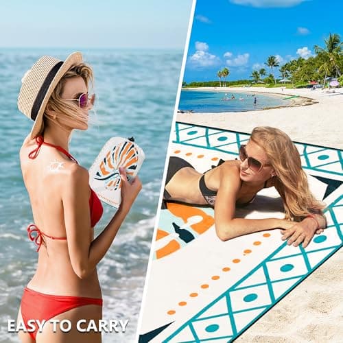 HIHOHO Waterproof Sandproof Beach Blanket Mat for 1-8 Adults, Quick Drying thumbnail 6