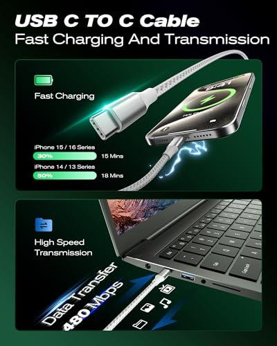 SwaggWood USB C to USB C Cable, 5-Pack [3/3/6/6/10FT] 60W USBC Fast Charging Cable Nylon Braided Type C Charger Cord for iPhone 17/16/iPad Pro/MacBook Air and More thumbnail 5