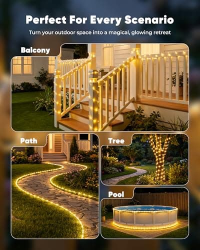 Miniatura de Manguera de Luces Solares Brightown de 39 pies, 100 LEDs, Impermeable, Blanco Cálido 5