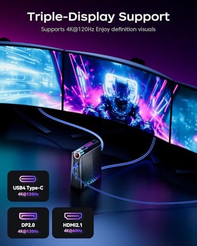 ACEMAGICIAN S3A Mini PC, Ryzen 7 H 255 (Up to 4.9GHz, 8C/16T), Radeon 780M Graphics, 16GB LPDDR5 RAM, 512GB PCIe4.0 SSD, Mini Desktop Computer for Content Creation, Programming, Ga
