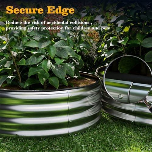 ZFHgarden Galvanized Metal Planter Round Raised Garden Bed Kit for Gardening Outdoor，2x2x1ft 2pc Grow Garden Box Raised Flower Bed，Round Galvanized Planter Outdoor Metal Fire Pit R thumbnail 5