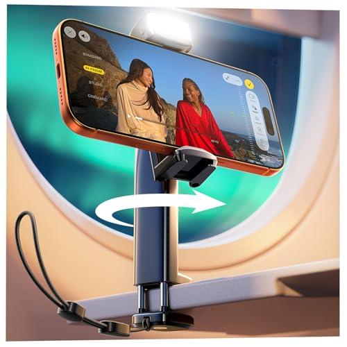 LISEN Airplane Travel Essentials, Cruise Ship Essentials 2026 for Women Men Phone Holder Mount (LED) Airplane Gadgets for Men Women Long Flight Travel Accessories Photographic Ligh