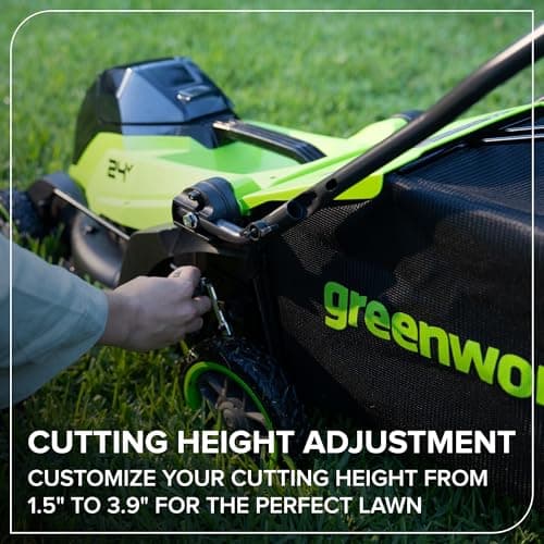Greenworks 24V 14 in Push Lawn Mower, 5.0 Ah Battery and Charger thumbnail 7