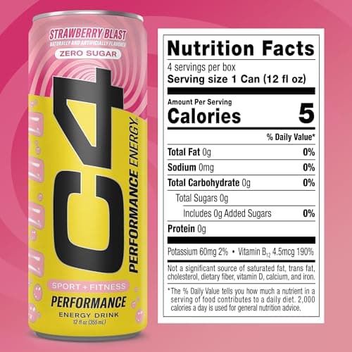 Miniatura de C4 Performance Energy Carbonatado 4 Latas Sabor Fresa Explosiva (12 oz) 2