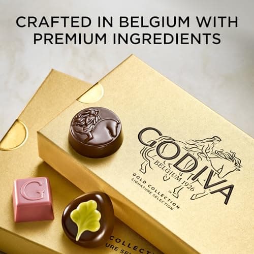 Godiva Gold Assorted Chocolate Gift Box, Belgian Dark and Milk Chocolates with Pralinés, Ganaches & Caramels, Gourmet Gift for Birthdays, Holidays, Kosher, 15 Pc