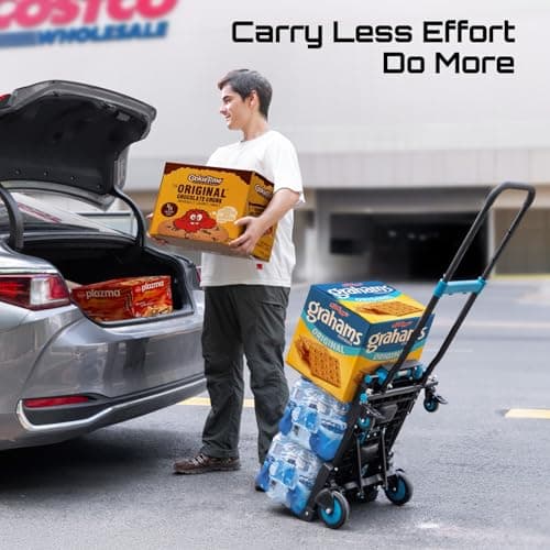 SEESII Foldable Dolly Cart with Folding Basket, 330 lbs Max Capacity Portable Hand Cart, 2-in-1 Heavy Duty Folding Hand Truck with Adjustable Retractable Handle for Moving, Deliver thumbnail 3