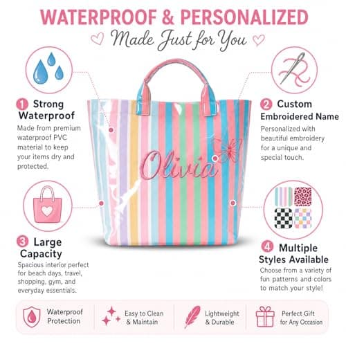 Bolsa Tote KEQHAULI Impermeable Bordada Personalizada para Mujer: Regalo Ideal