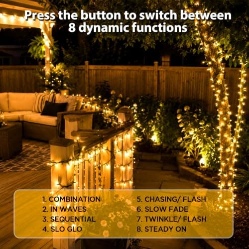 100FT Warm White Christmas String Lights, Outdoor Waterproof LED,Green Wire