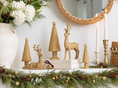 Gleemoria 5PCS Reindeer Christmas Decor, Christmas Tree Figurines thumbnail 3