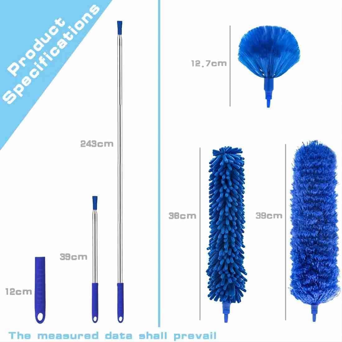 Miniatura de Cobweb Duster with Extension Pole, Washable Cleaning Duster Kit with 3 Duster Heads, Cobweb Duster, Corner Brush 3