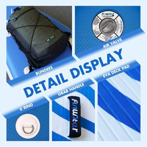 FunWater 10'×31"×6" Inflatable Stand Up Paddle Board with Premium SUP Paddleboard Accessories, Wide Stable Anti-Slip EVA Deck,Paddle Boards for Adults & Youth of All Skill Levels thumbnail 3
