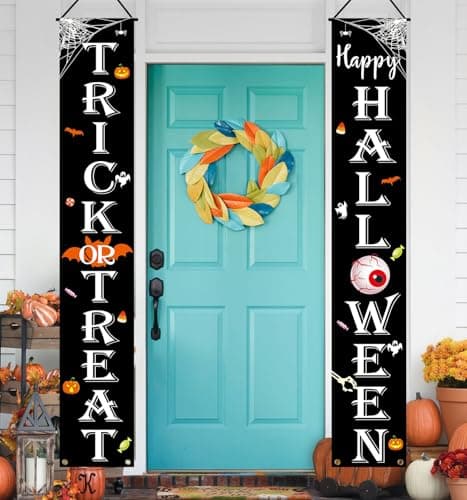 JENFALL Halloween Decorations Outdoor TRICK OR TREAT Happy HALLOWEEN Banner Porch Sign Decor Halloween Door Decorations for Home Indoor Outdoor Wall Party thumbnail 4