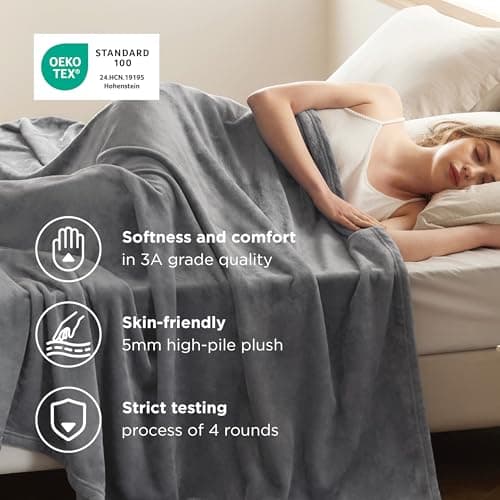 Miniatura de Cobija de Felpa Bedsure GentleSoft Tamaño Extra Grande Gris 4