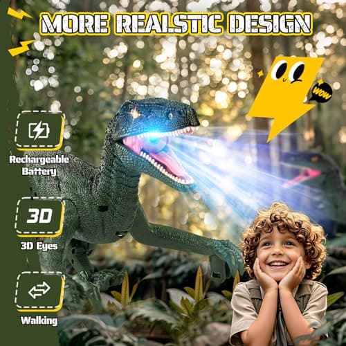 Rcfunkid Dinosaur Toys for Kids, 2.4GHz Remote Control Dinosaur with Walking, Realistic Sounds, Demo Mode, Rechargeable Jurassic Toys for 3-5, 5-7, 8-12, Birthdays, Parties, Christ thumbnail 8