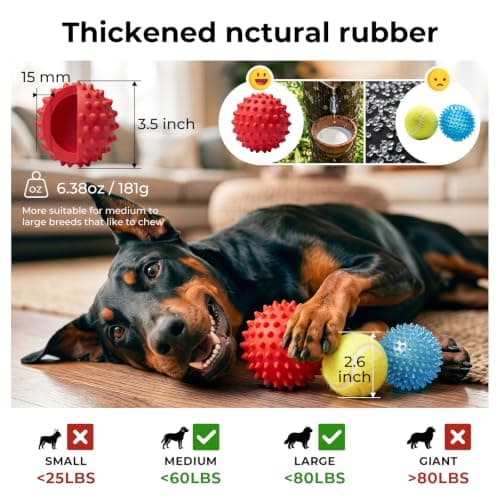 Miniatura de Pelota Chirriante Duradera Apasiri 3.5'' para Perros Mordedores Agresivos 8