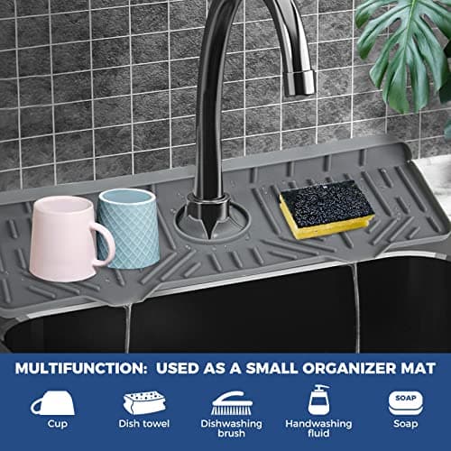 BFONS XL Charola Atrapagotas de Silicona para Llave, Gris