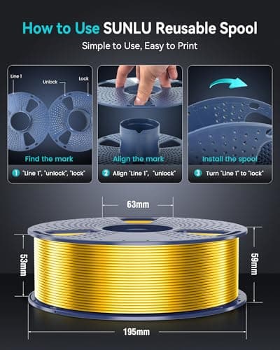 3D Printer Silk Filament, SUNLU Shiny Silk PLA Filament 1.75mm, Smooth Silky Surface, Great Easy to Print for 3D Printers, Dimensional Accuracy +/- 0.02mm, Silk Light Gold x4 4KG thumbnail 6