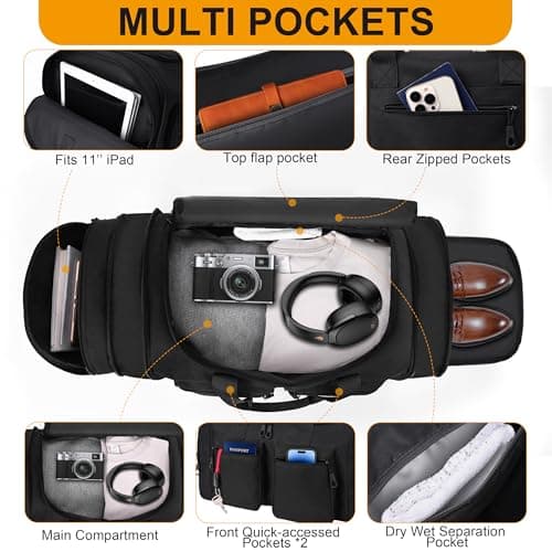 HILOMON Mens Duffle Bag 45L Expandable GYM Bags Carry-on Travel Bag