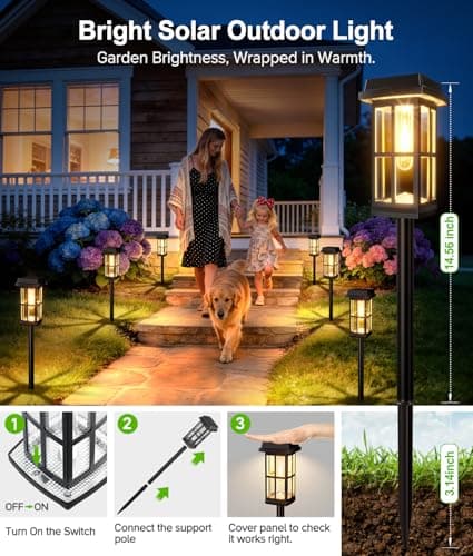 Ahaorigin 8 Pack Solar Pathway Lights Outdoor, 2 Lighting Modes Waterproof Solar Lights Outdoor, Sturdy Metal Rods, Brighter Up to 15Hrs Outdoor Path Lights for Yard Walkway Drivew thumbnail 6