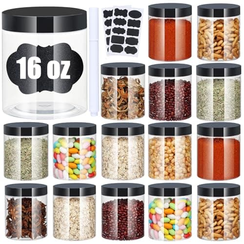 Set de 16 Frascos Herméticos de Plástico Crazystorey con Tapa, 16 oz