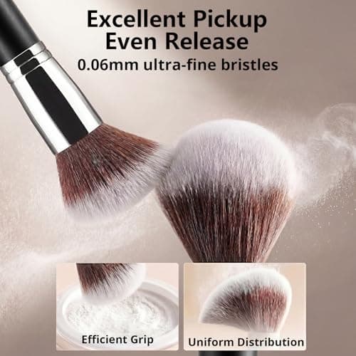 BEAKEY Makeup Brushes Set, Professional Foundation Eyeshadow Concealer Blush Powder Bronzer Applicator, 2 Blender Sponge with Beauty Paper Case thumbnail 2