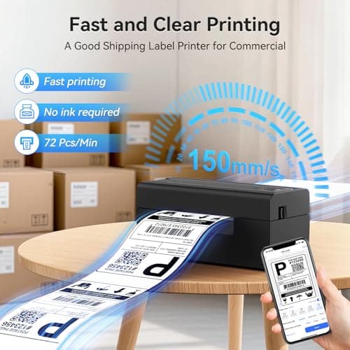 Hoorola Bluetooth Thermal Label Printer, Wireless 4x6 Shipping Label Printer for Small Business & Shipping Packages, Support iPhone, Android, Windows, macOS, Work for Amazon, Shopi thumbnail 3
