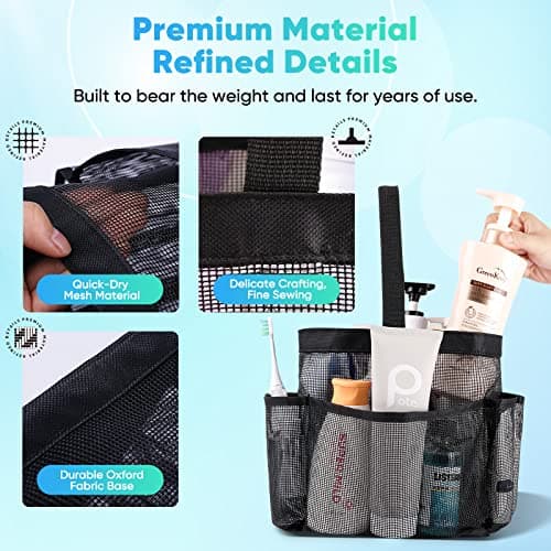 EUDELE Mesh Shower Caddy Portable for College Dorm Room Essentials, Shower Caddy Dorm with 8-Pocket Large Capacity for Beach, Swimming, Gym, Travel essentials thumbnail 3