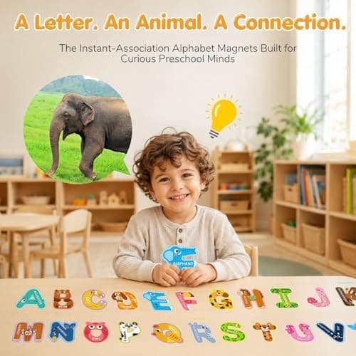 Miniatura de Imanes de Letras ABC para Refrigerador - Set Educativo con Animales para Niños 3