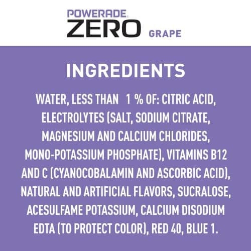 (S&S) POWERADE ZERO Sugar Sports Drink, Grape Electrolytes, 20 Oz (8 Pk) thumbnail 3