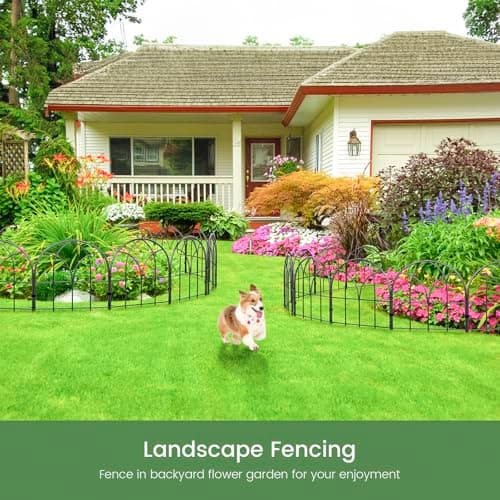 Youpehom Small 12.55"*16.53" Decorative Garden Fencing Border, No Dig Fences Barrier, Black Metal Fence, Garden Edging Fence Panel, Dog Fence Outdoor for Yard, Flower Bed (6 pcs) thumbnail 9