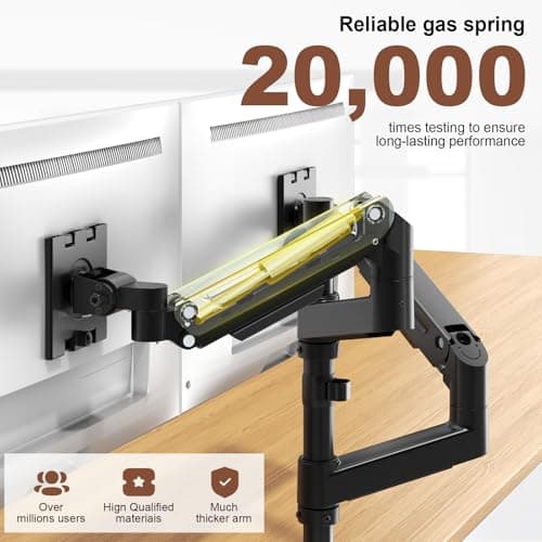 Dual Monitor-Arm Heavy-Duty for 17-49-inch Screens - Premium Vertical Stacked Dual Monitor Arm Desk Mount for Ultrawide Screens up to 44lbs, Fully Adjustability, VESA 75/100 mm, Bl thumbnail 6