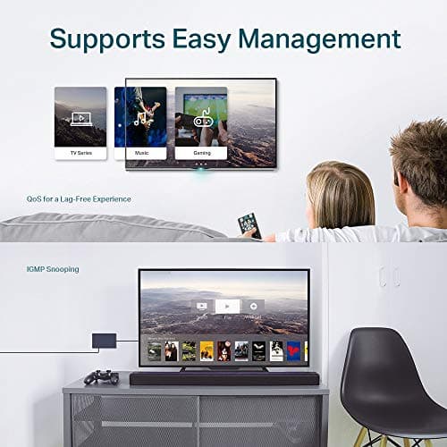 TP-Link 8 Port Gigabit Switch | Easy Smart Managed | Plug & Play | Desktop/Wall-Mount | Sturdy Metal w/ Shielded Ports | Support QoS, Vlan, IGMP and LAG (TL-SG108E)
