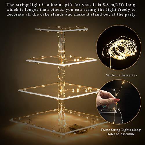 Miniatura de YestBuy 4 Tier Cupcake Stand Acrylic Tower Display with LED Light Premium Holder Dessert Tree Tower for Birthday Cady Bar Décor Weddings, Parties Events (Yellow Light) 6