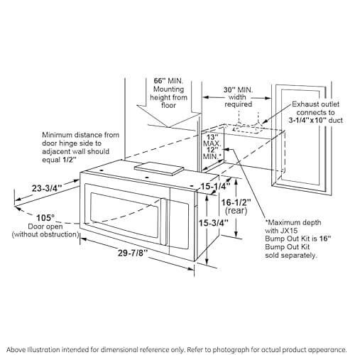 Horno de Microondas GE de 30" Sobre Estufa, 1.6 ft³, Acero Inoxidable
