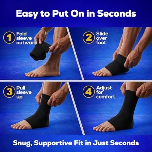 Tobillera de Compresión SB SOX (1 Par) – Soporte para Fascitis, Esguinces y Aquiles (Negro, Talla Mediana)