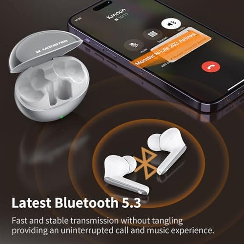 Miniatura de Audífonos Inalámbricos Monster N-Lite 203 AirLinks Plata: Bluetooth 5.3, HiFi, 30H, IPX6 4