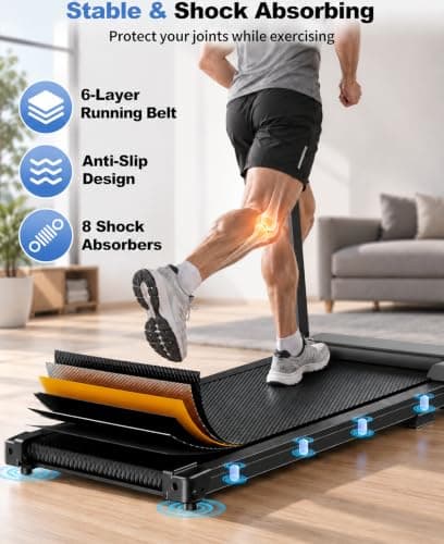 Treadmills for Home Walking Pad - Foldable Treadmill 0.6-6.2 MPH Caminadora Eléctrica para casa Compact Running Machine Portable Folding Pads with Handle Bar thumbnail 5