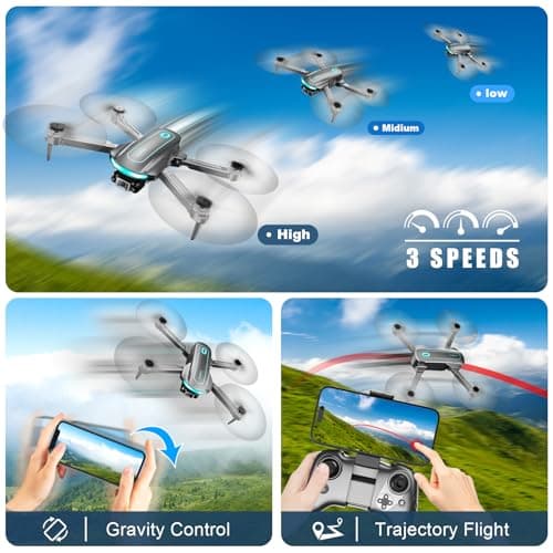 Drone with Camera for Adults and Beginners, 1080P HD FPV Foldable Mini Drones for Kids, 2 Batteries, Carrying Case, Trajectory Flight, Gravity Control, One-Key Takeoff/Landing, 360 thumbnail 5