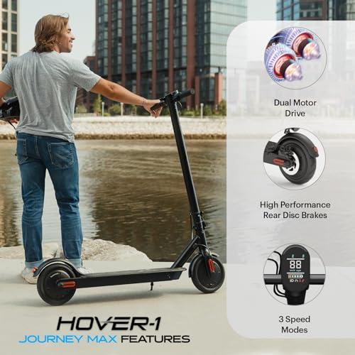 Hover-1 Journey Max Adult Electric Scooter with 700W Brushless Dual Motor Hill Climber, 19 mph Max Speed, and 26 Mile Range Commuter Scooter For Adults and Teens.