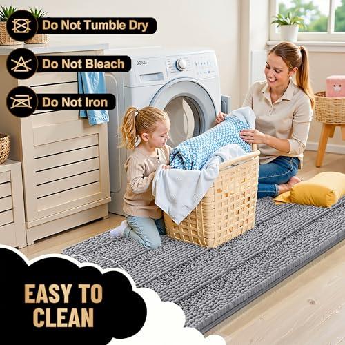 Miniatura de OLANLY Thick Bathroom Rugs 30x20, Extra Soft Absorbent Chenille Striped Bath Rugs, Rubber Backing, Machine Wash Dry, Bath Mats for Bathroom Floor, Tub and Shower, Home Decor Access 5