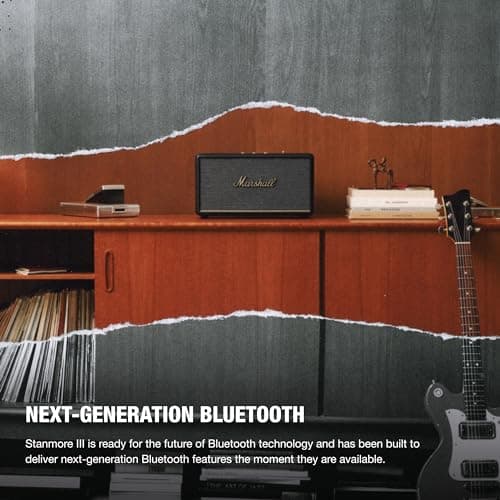 Marshall Stanmore III Bluetooth Home Speaker - Loud Stereo Sound with Bass and Treble Controls | Plug-in Powered | Record Player Compatible | RCA and 3.5mm Aux Inputs - Black thumbnail 5