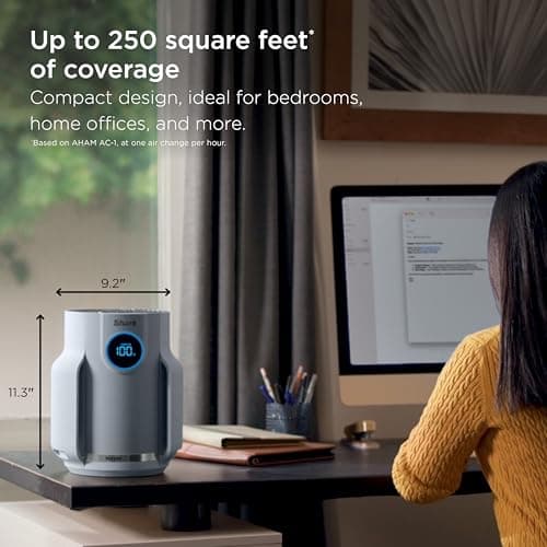 Shark Air Purifier for Home, NeverChange Compact Pro, for Bedroom, Nursery, Home Office, Dorm, HEPA-Exceeding Filter, Captures Pollutants, Pet Dander, Dust, Odor, Smoke, and More,  thumbnail 6