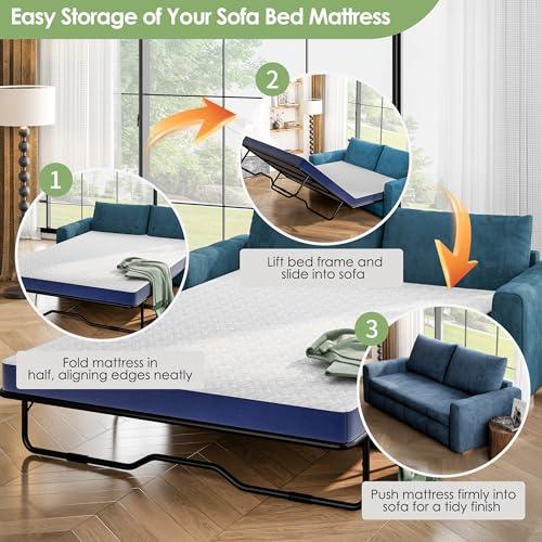 Colchón Wellynap Gel Memory Foam 4 Pulgadas para Sofá Cama Queen