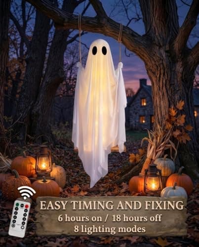5FT Halloween Swinging Ghost Outdoor Decor,Spooky Hanging Ghost Decorations thumbnail 4