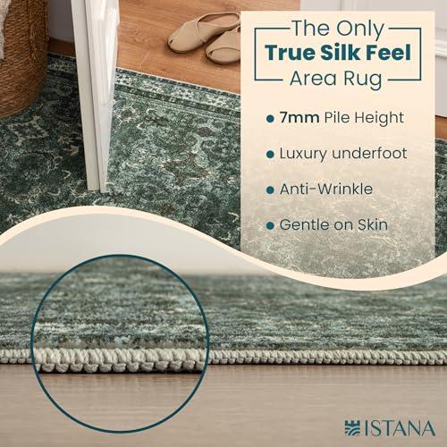 Istana 5x7 Area Rug - Dark Green Rugs for Living Room 5x7 - Foldable Rugs for Bedroom - Stain Resistant Washable Rug - Eco-Friendly Boho Area Rugs - Easy to Clean Living Room Rug thumbnail 5