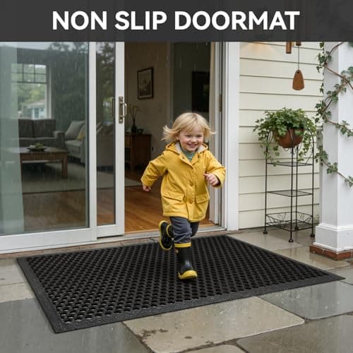Felpudo RESARE para Exterior 17"x30" de Goma Antideslizante y Todo Clima