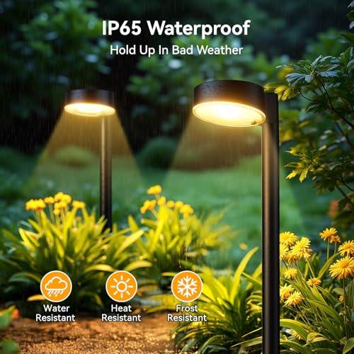 Ahaorigin 8 Pack Solar Pathway Lights Outdoor, 12 Brighter LED Solar Lights Outdoor Waterproof, Up to 12 Hrs Modern Path Light for Yard Garden Walkway Driveway Lawn (8 Pack) thumbnail 3