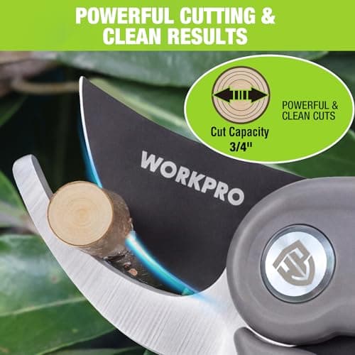 WORKPRO 8" Bypass Pruning Shears for Gardening with Dual-Size Opening